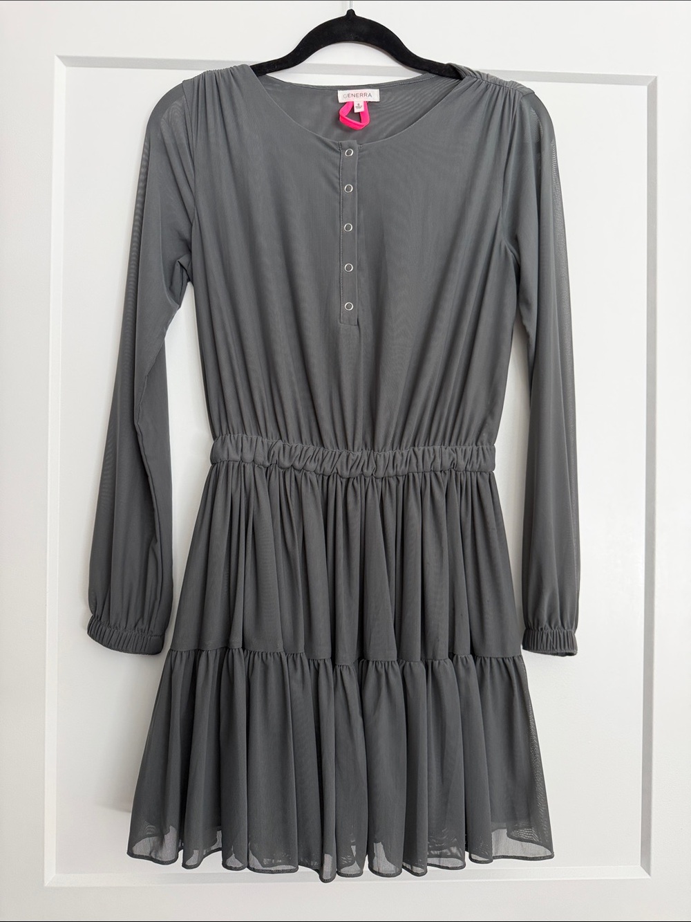 GENERRA Gray Long-Sleeve Tiered Casual Dress